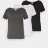 3Er Pack- T-Shirt Basic - White/Black/Dark Grey