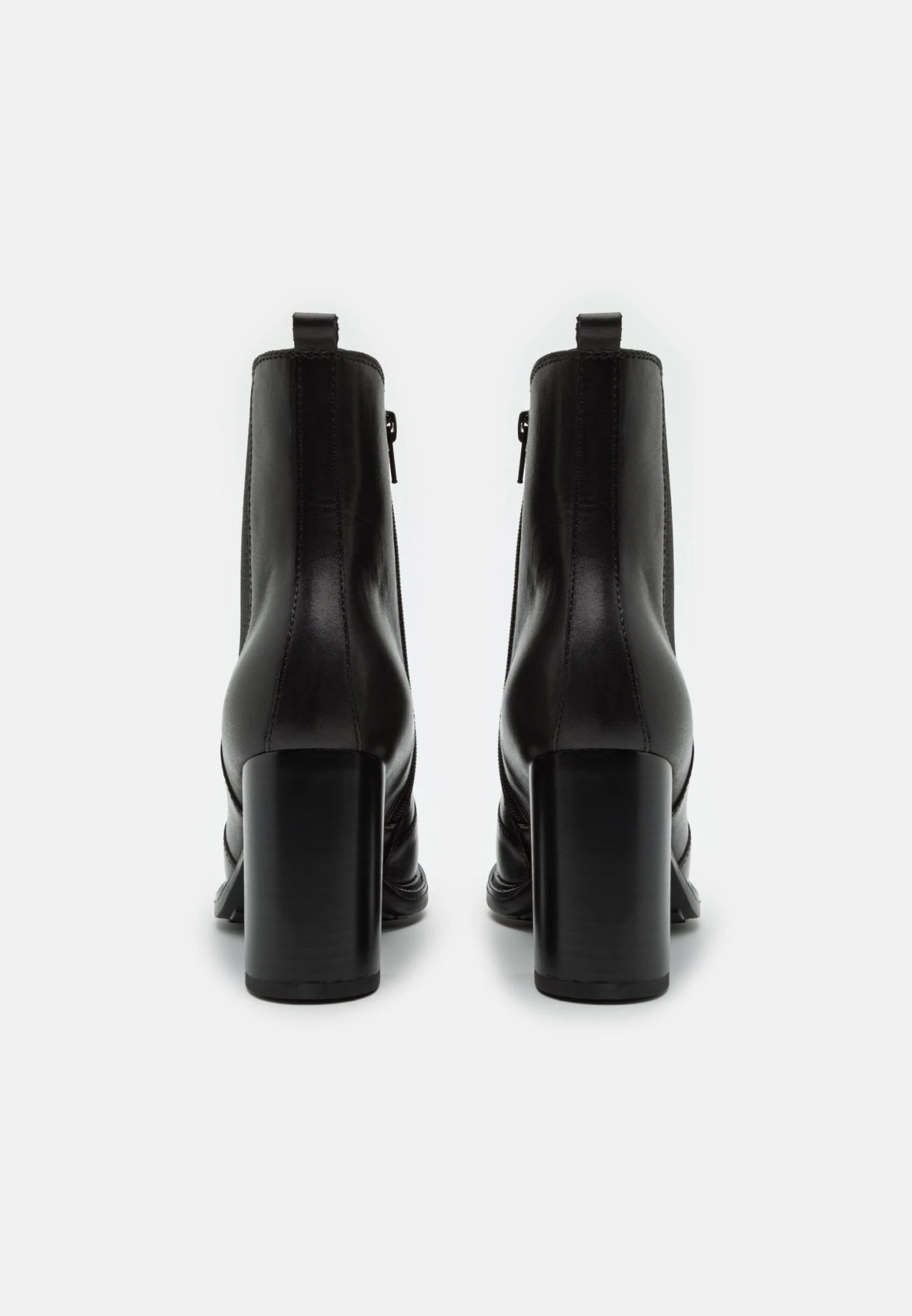 Leather- Enkellaarsjes Met Hoge Hak - Black 4 Leather- Enkellaarsjes Met Hoge Hak - Black - Afbeelding 4